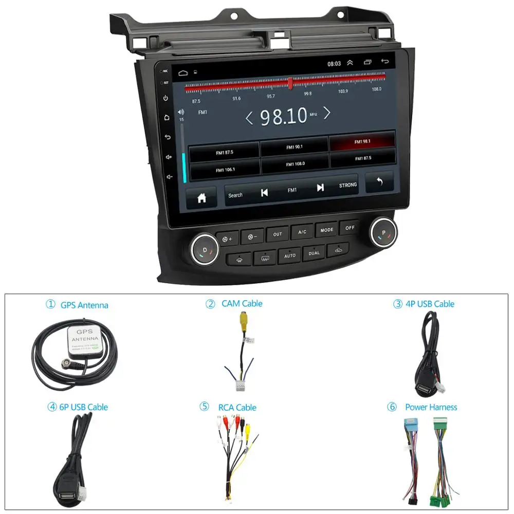 Clearance 10.1 inch Android 8.1 Car Radio Stereo For 2003-2007 Honda Accord7 2Din GPS WIFI BT OBD2 Car Multimedia Player 3