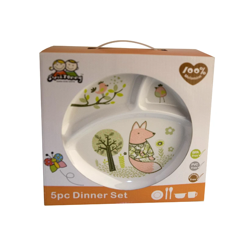 Children Kids Tableware Set Melamine Baby Feeding Plate Bowl Cup Cutlery Flatware Set Infant Dishes BPA Free Plate Baby Feeding (1)