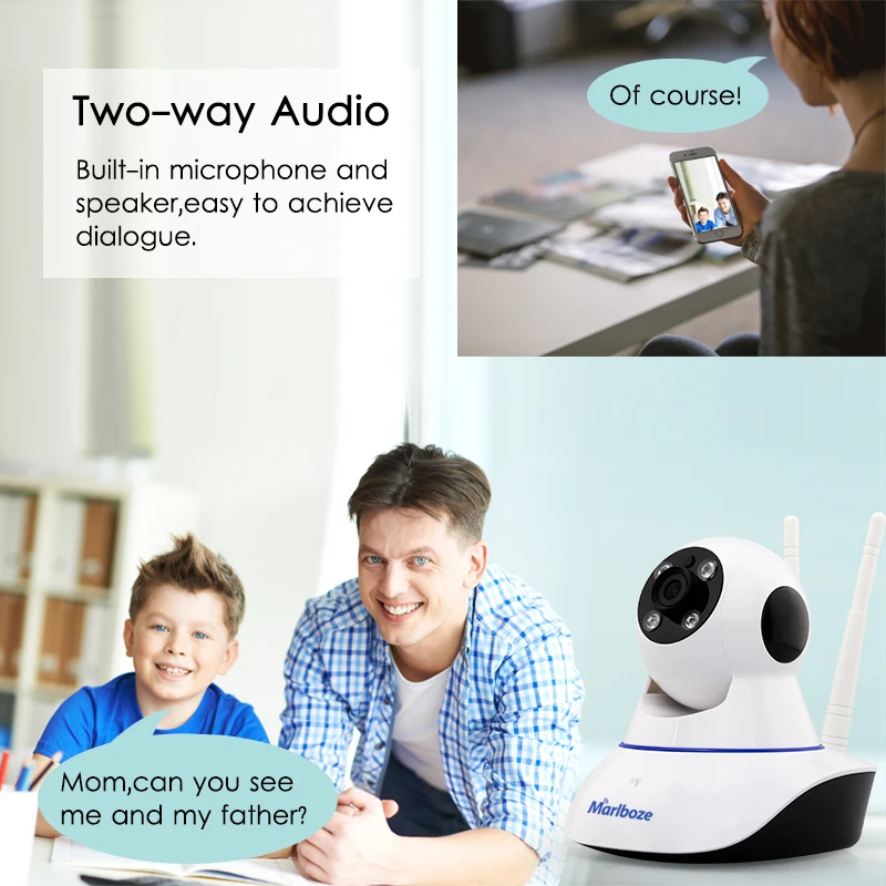 Ip камера с двумя антеннами 720P HD Wi Fi ИК детектор движения для дневной и ночной