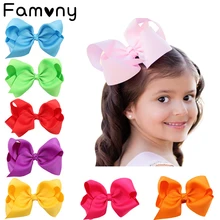 6 Inch Solid Hair bow For Baby Girls Handmade Grosgrain Ribbon Headwear Kids Hair Clips Todder Hair Bows Baby Hair Accessories