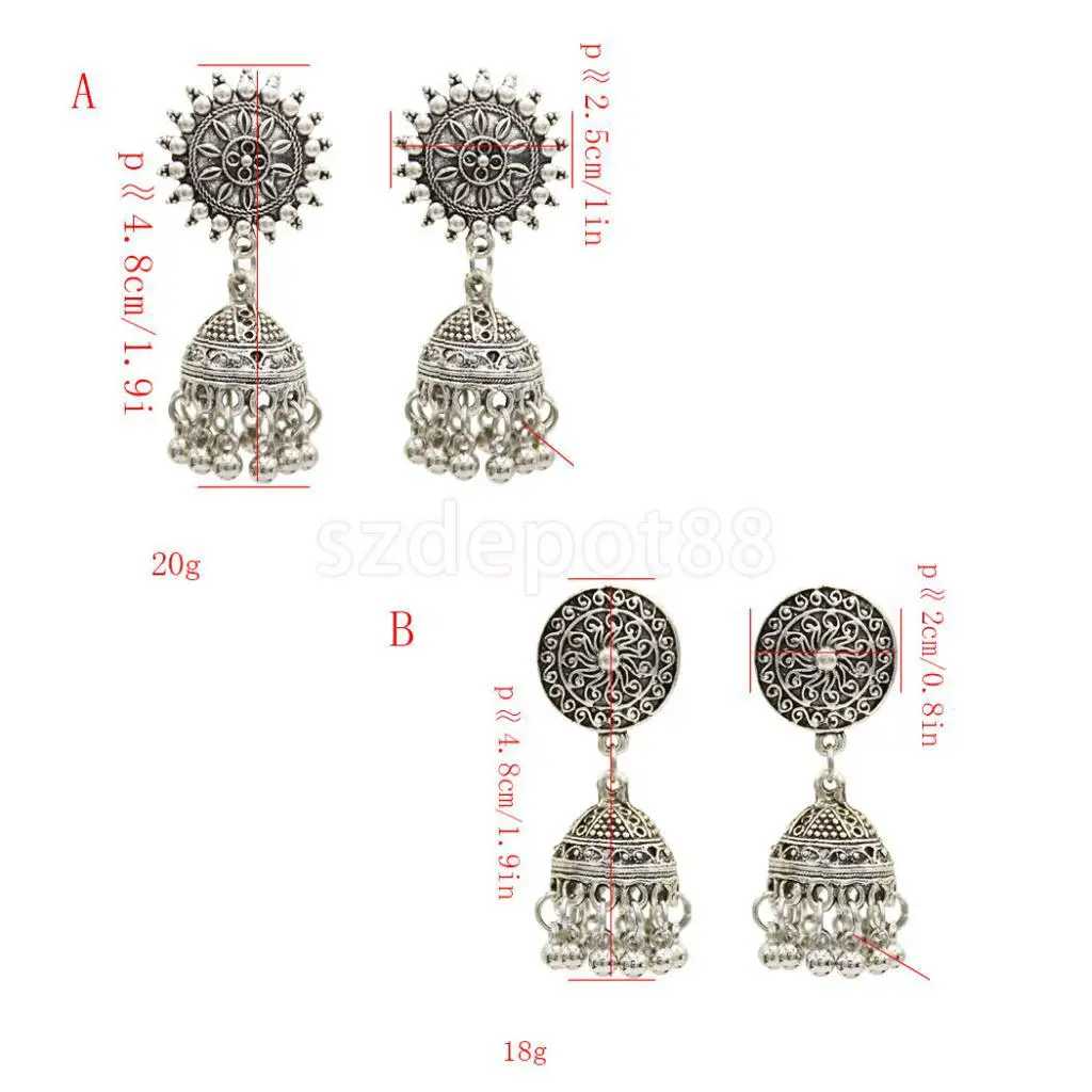 MagiDeal Boho Ethnic Tribal Bell Tassel Dangle Earrings Belly Dancing Wedding Party