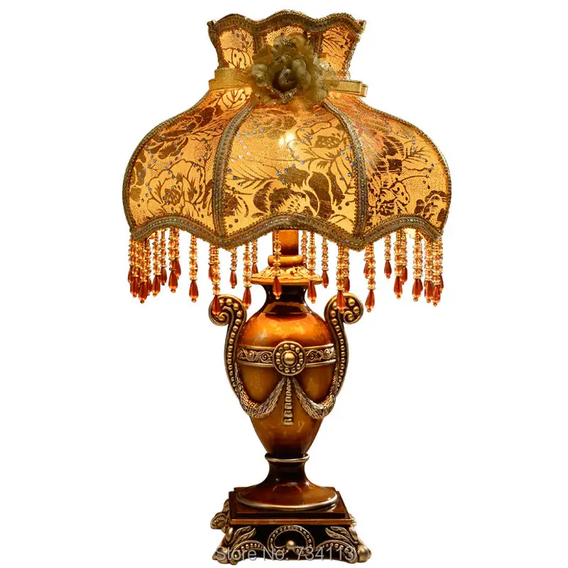 

Table lamp European style retro design lamp high quality table lamp for bedroom bedside brown lampshade 220V Luxury appearance