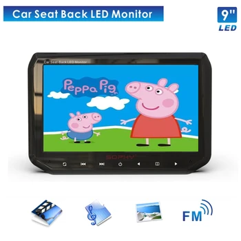 

Universal 9 inch TFT LED Screen Car Headrest Monitor Seat Back MP5 Video Player USB SD FM Built-in Speakers SH9088-P5