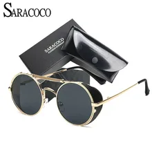 SARACOCO Brand Design Anti-Reflective Steampunk Sunglasses Female 2017 UV400 Women/Men Sun Glasses Goggles #CO004