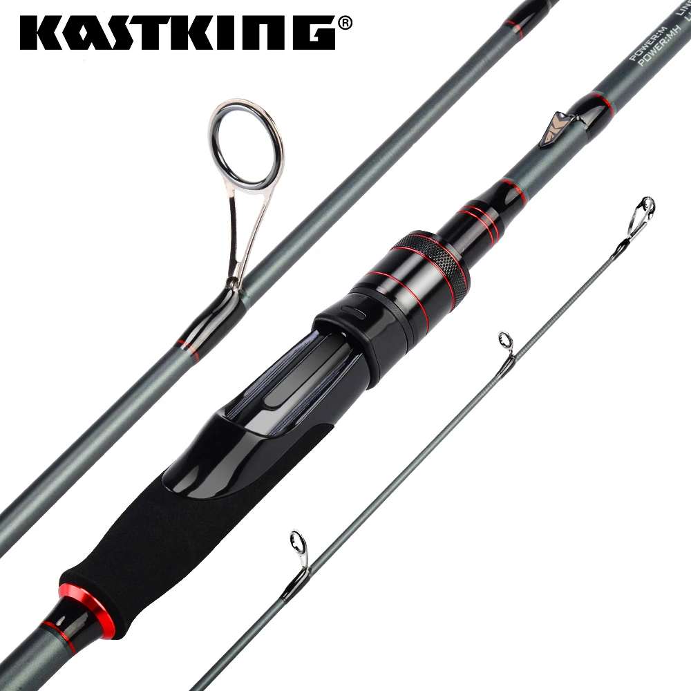 

KastKing Spartacus Spinning Fishing Rod with 2 Tips Durable Ceramic Guide 1.98m 2.13m MF Action for Lure Rod in Onyx Black Color