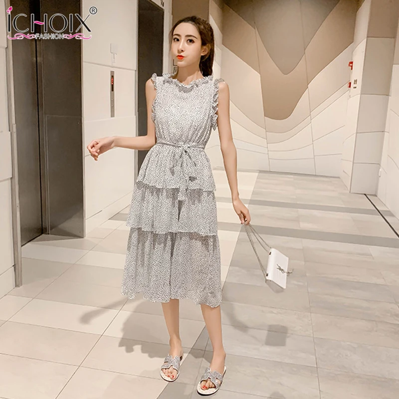

2019 Polka Dot Summer Maxi Dress Women Strapless Party Dress Sleeveless Sundress Casual Sleeveless Cupcake Women Dress Vestidos