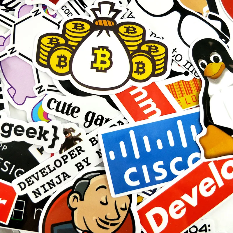 40Pcs Programming Stickers Java JS Php Docker Bitcoin Html Cloud Language APP Logo Funny Stickers For Laptop Car DIY Stickers