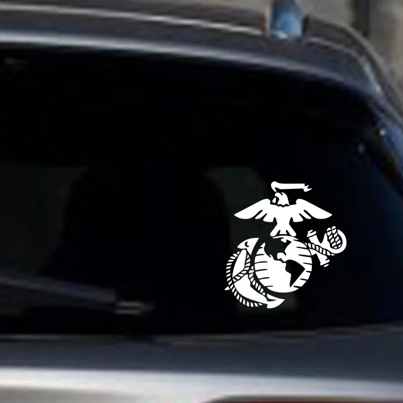 

Marine Corps - Eagle Globe & Anchor SILVER METALLIC USMC Die Cut Car Decal Sticker Windows Decal Sticker 6''(White)