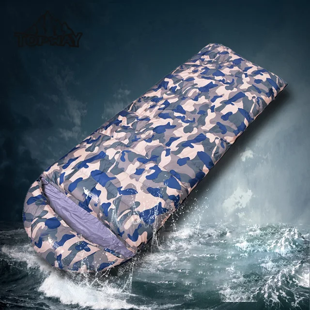 Cheap New CAMO Water Resistant Windstopper Lightweight Saco De Dormir Ultralight Camping Outdoor Hiking Winter Goose Down Sleeping Bag