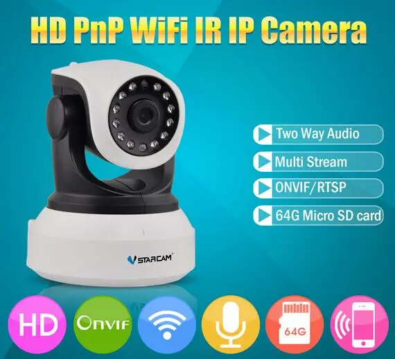 720P Wireless IP Camera Wifi Onvif Video Surveillance Security CCTV Network Wi Fi Camera Infrared IR 2 Way Audio TF Card Slot