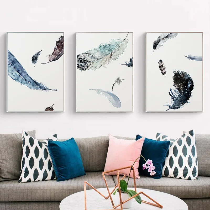 

Nordic style love feathers Canvas Painting Wall Art Print Painting Decorative Wall Pictures Living Room Decor No Frame