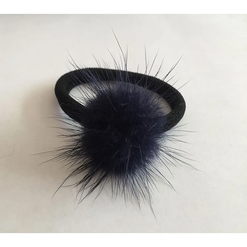01 Navy Blue НЕПРИРУЧЕННЫЕ маленькие мягкие Меховые помпоны для детей, эластичные резинки для волос, захватывающие помпоны для девочек, детские резинки для волос, аксессуары для волос - Цвет: 01 Navy Blue