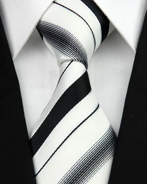 Men Suit Tie Accessories New Gold Black Jacquard Woven Necktie Striped