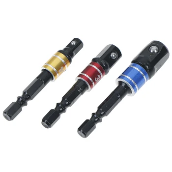 

3Pcs Power Hand Tools Sockets Adapter 1/4" Hex Shank Square Nut Driver Drill Impact Socket Extension Bit Adapter Socket Wrench