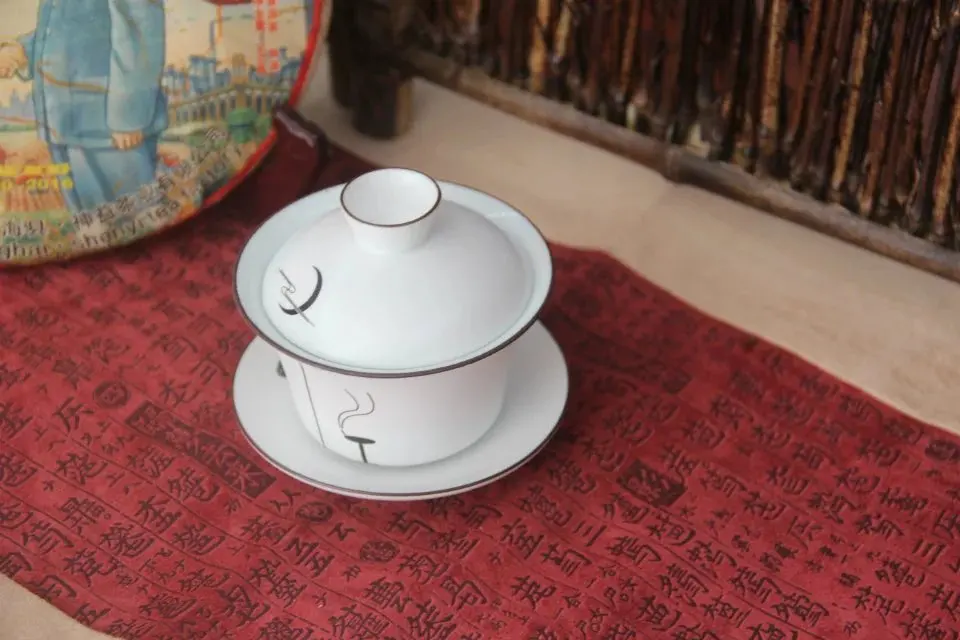 Уникальный "Китайский кун-фу" чай, гайвань для улун соответствующий основным требованиям директив ЕС чай Да Хун Пао Те Гуань Инь(железная Гуаньинь) Керамический gai wan из белого фарфора