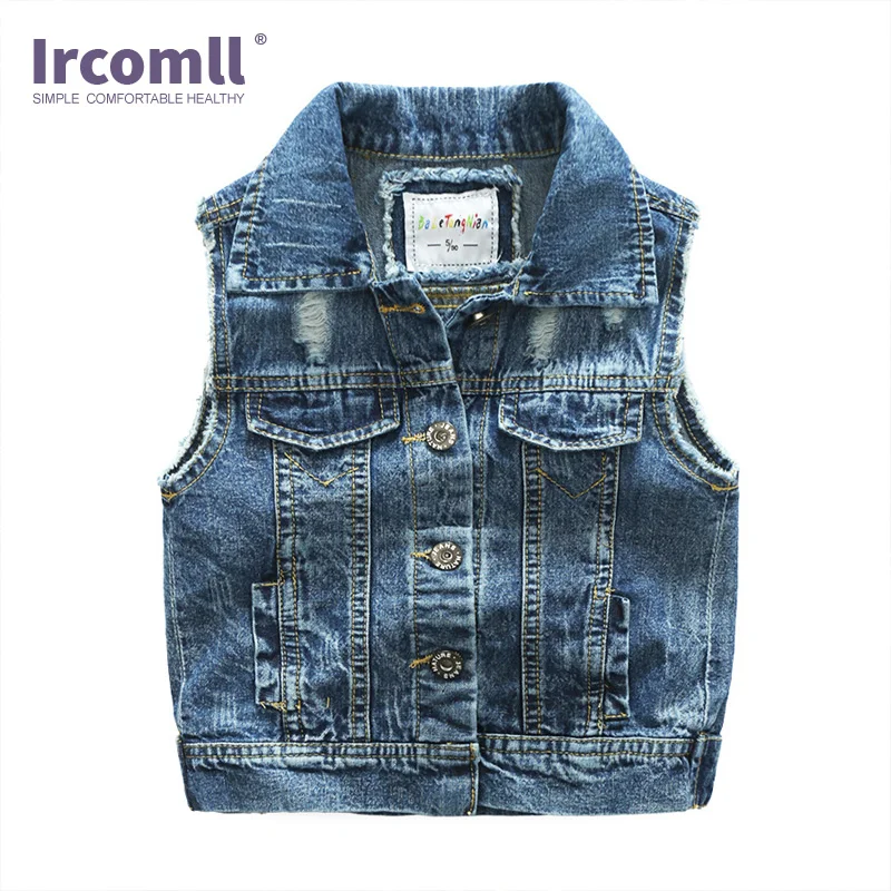 

2018 Spring Children Vest Kids Waistcoats Denim Broken Hole Outerwear Coat Vest for Boys Girls Korean Kids Clothes For 2-7Y