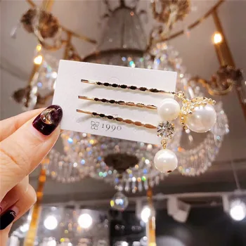 

3pcs Bling Rhinestone fashion Hair Barrette Hair Clip Hairpin Girls pearls Hair Accessories Women Headdress Wholesale 1PCS New