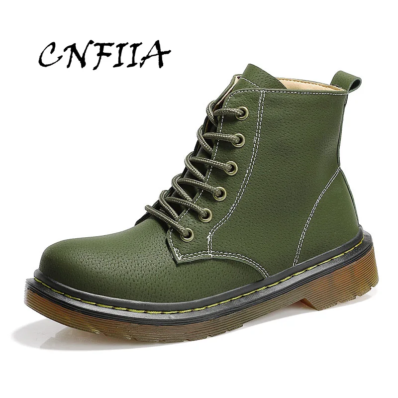 

CNFIIA Women Boots Ladies Fashion Thick Heel Lace Up Black Green Female Martens Ankle Boots 2018 Autumn Winter Casual Booties
