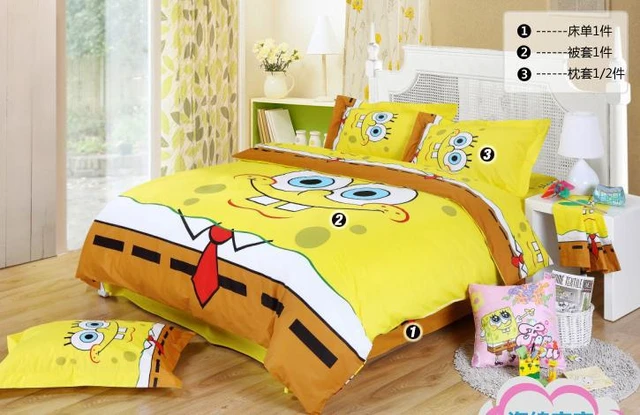 Linen Bedding Sets Bedclothes  Spongebob Bedding Queen Size - New 3d Bedding  Sets - Aliexpress