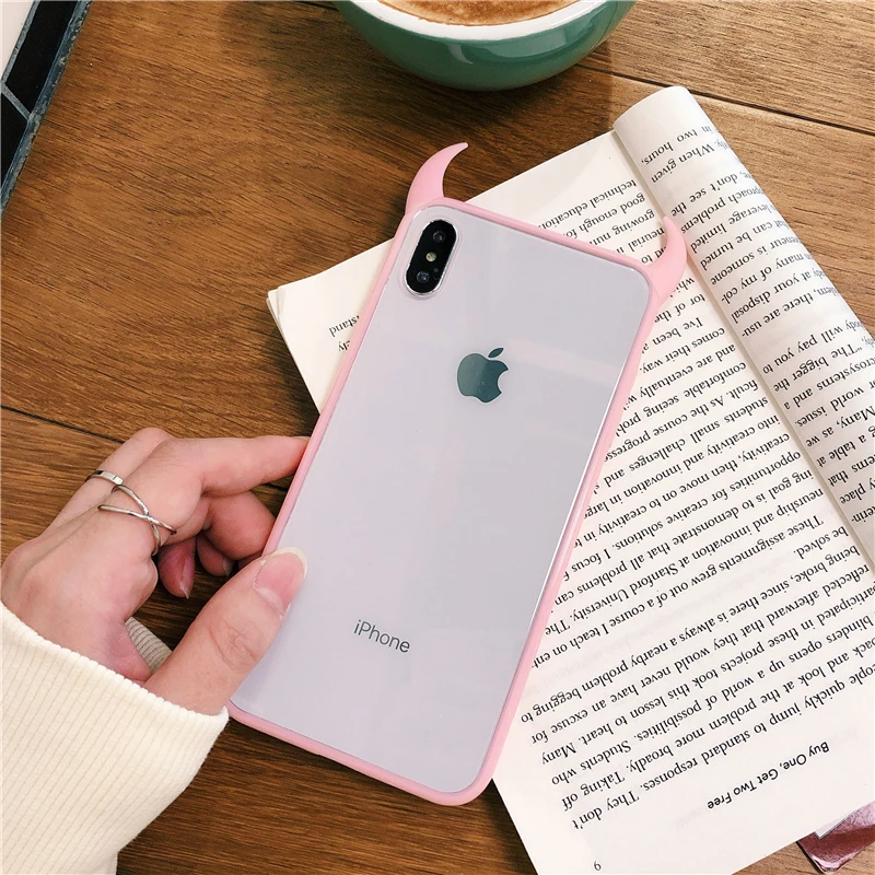 Милый чехол LOVECOM с рогом дьявола для iPhone 11 Pro Max XS Max XR X 6 6S 7 8 Plus, полностью защитный акриловый чехол для задней крышки телефона s