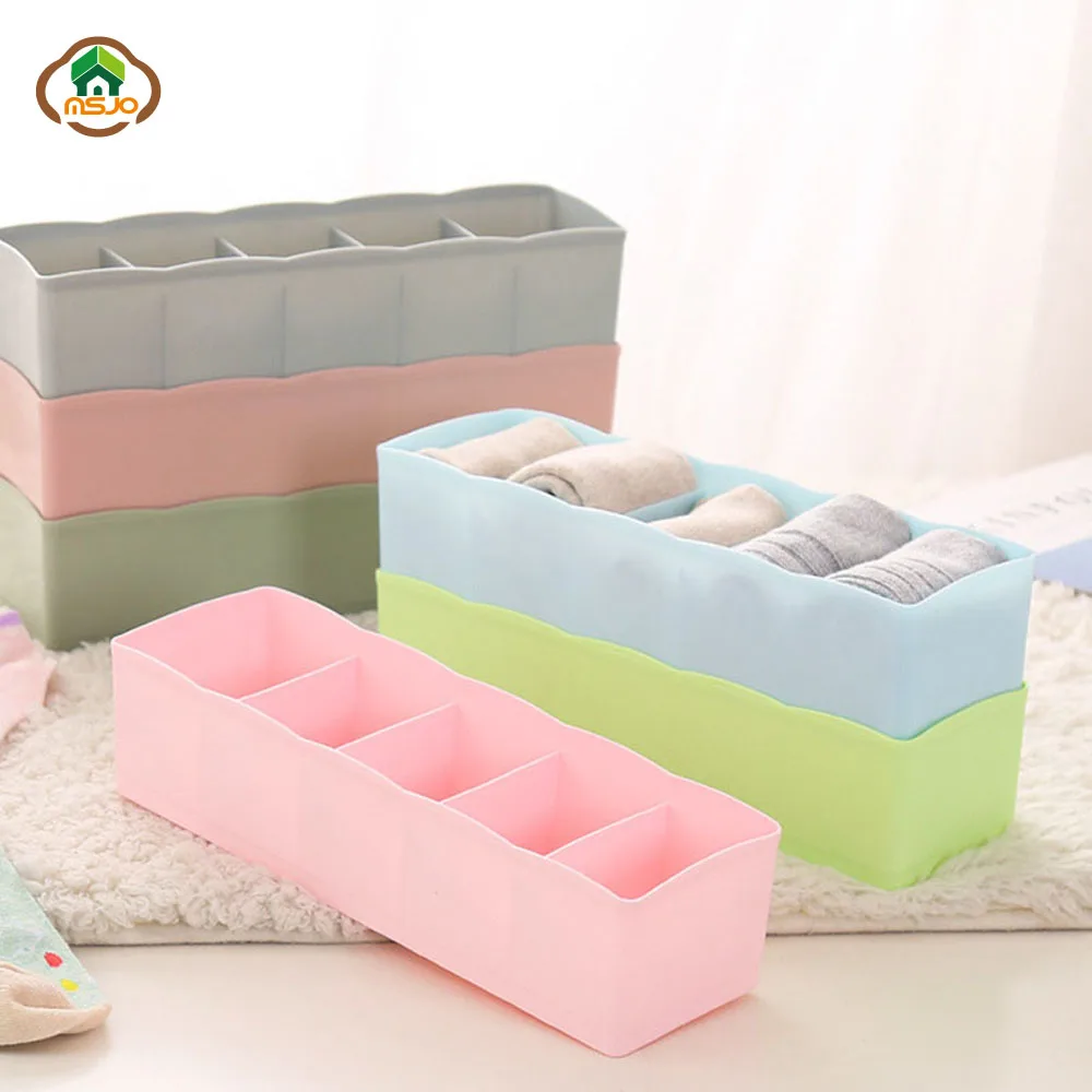  Msjo Storage Box 5 Lattices Drawer Plastic Storage Box Bra Underwear Sock Cosmetic Sundries Organiz