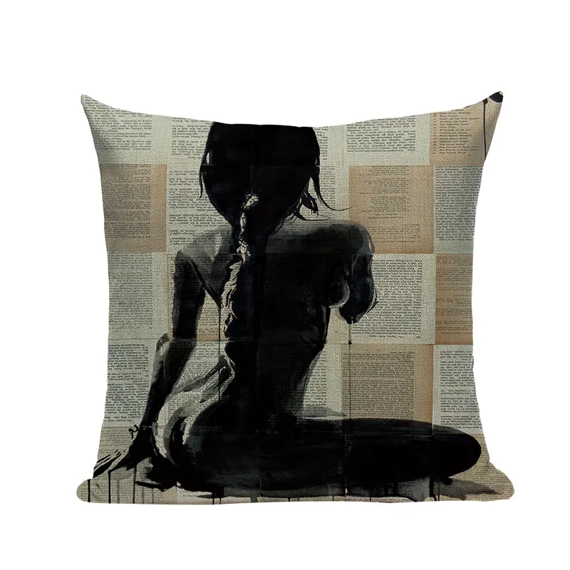 45x45 см Винтажные льняные Декоративные диванные подушки художественный женский газетный фон наволочка для дивана гостиной cojines - Цвет: 16349