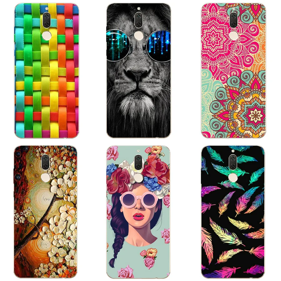 For Huawei Mate 10 lite case Cartoon Painted Flower Animals Nature Soft 3D Emboss TPU Silicone phone fundas coque |