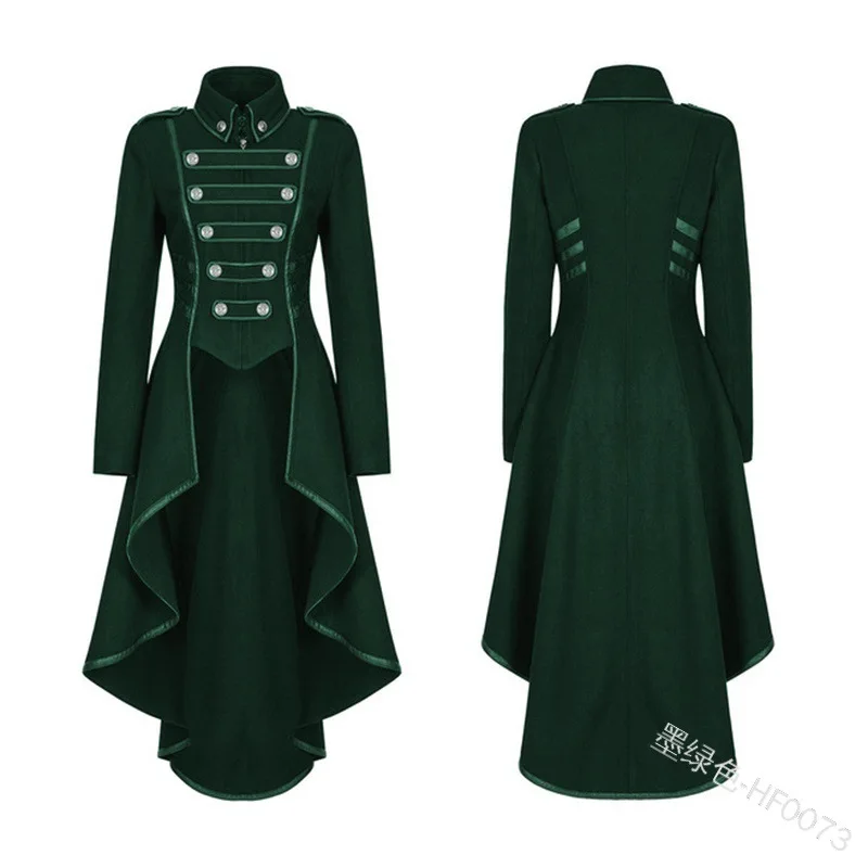 FRAUIT Damen Gothic Kleidung Steampunk Jacke Button Lace Korsett Mantel Vintage Party Kostüm Schwalbenschwanz Blazer Mantel Zug Vintage Mittelalter Outfits