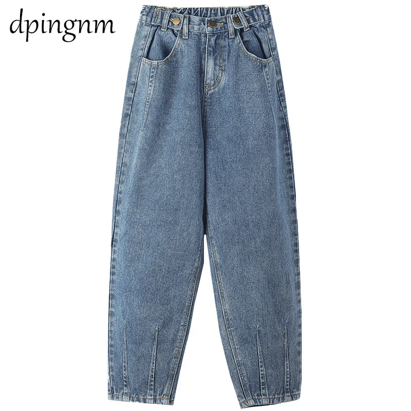 

2019 Spring Clothes Ladies High Waist Female Boyfriend Jeans with a tight waistl Denim Ripped Jean Woman Plus Size