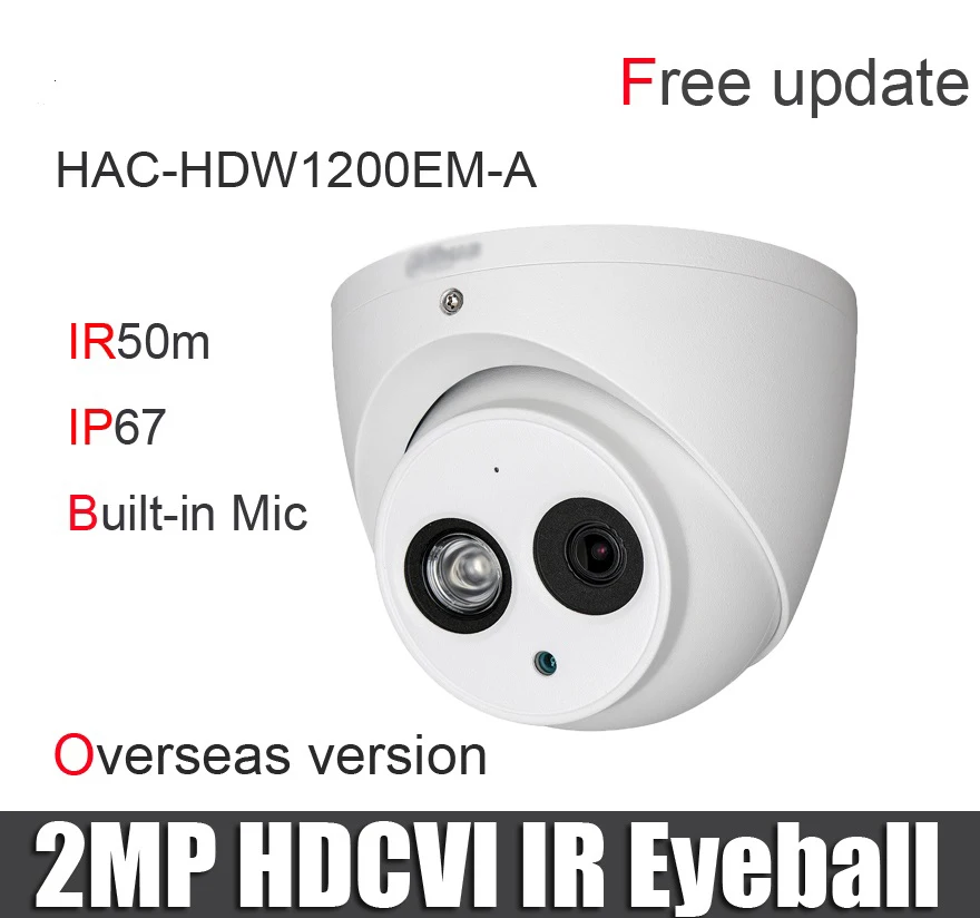 Оригинальная HAC-HDW1200EM-A купольная камера 2MP HDCVI IR Eyeball со встроенным микрофоном IP67 Smart IR hac-hdw1200em-a 1080P CVI камера