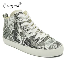 CANGMA/оригинальные женские осенние туфли на плоской подошве женские белые кроссовки из натуральной кожи со шнуровкой