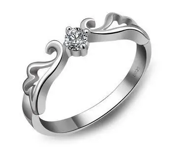 

2016 new design angel wings 925 sterling silver & shiny zircon ladies wedding rings women wholesale drop shipping women