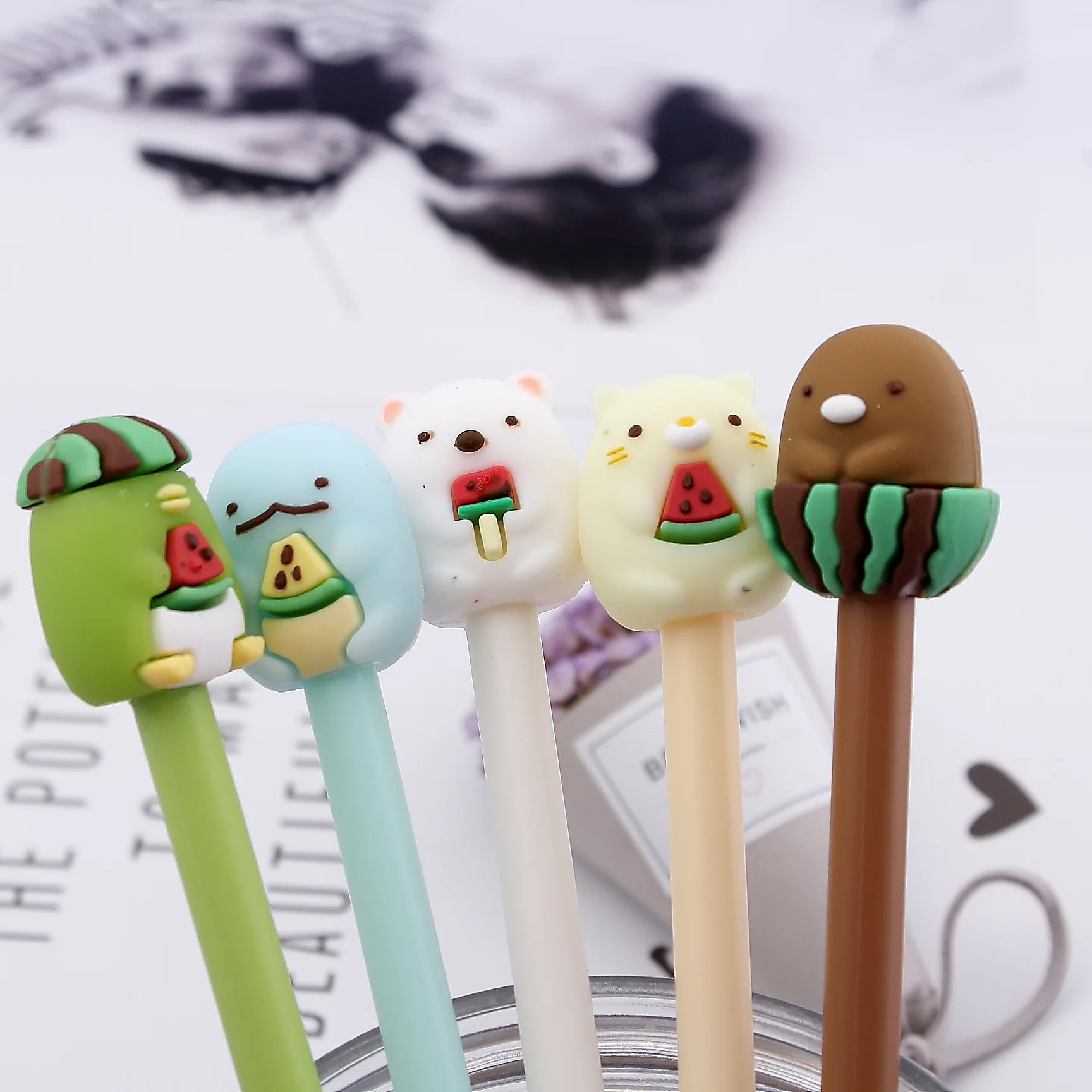 4 шт./лот Kawaii Sumikko Gurashi гелевая ручка 0 5 мм черные чернила авторучка для подписи Escolar