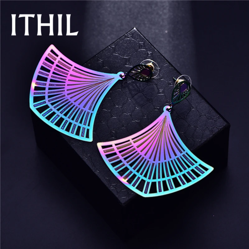 

ITHIL 2018 Lady Multicolor Stainless Steel Earrings for Women Long Big Earring Fashion Indian Jewelry Brincos Aros Oorbellen New
