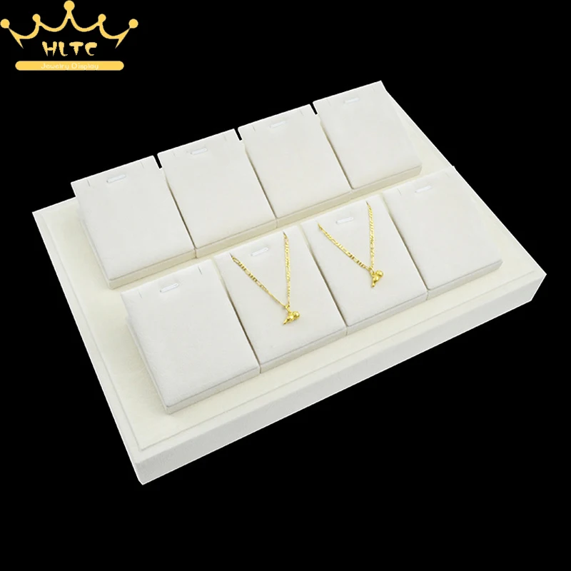 Jewelry Display Pendant Stents Necklace Holder Stand Beige Velvet