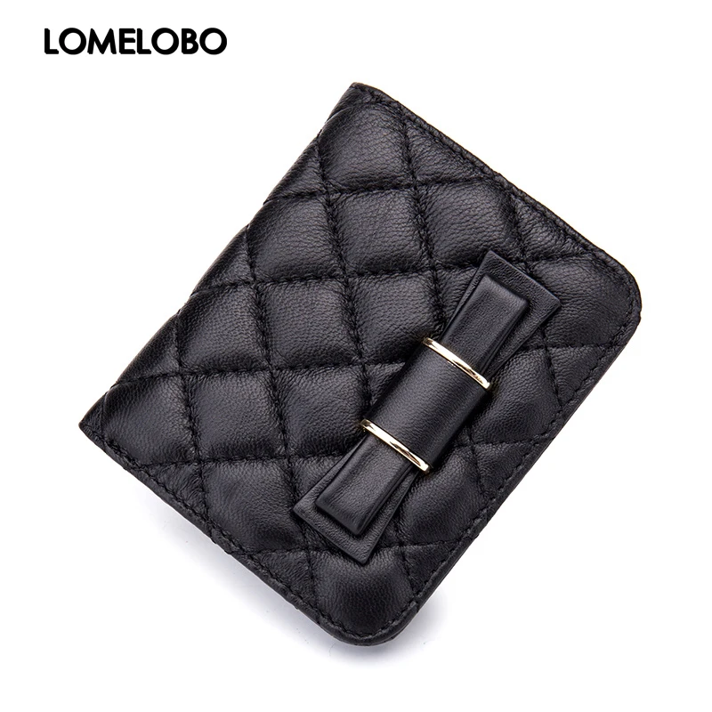 Lomelobo Ladies Small Short Bifold Wallet Women Luxury Thin Genuine