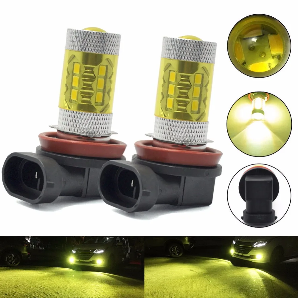 2Pcs H11 LED Car styling Fog Light Daytime Driving Bulb Gold Yellow 2363 Automotive Light emitting