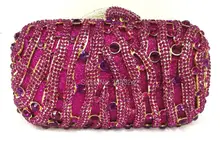 Freies verschiffen!! A15-25, lila farbe mode top kristallsteinen ring handtaschen für damen nette parteibeutel