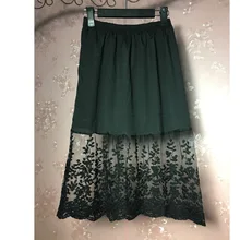 Осенне-зимние шелковые юбки с бутонами, длинные леггинсы, кружевная юбка, вязанные юбки с дырочками