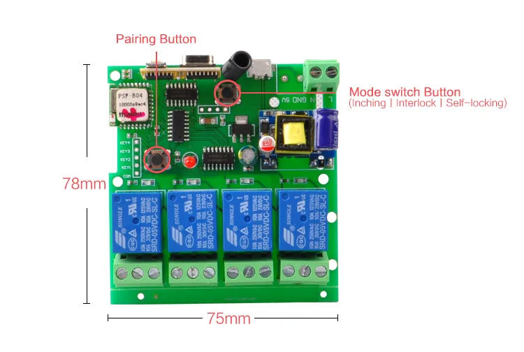 Умный модуль дистанционного управления 4ch DC 5 V/12 V 32V 220V Jog Inching самоблокирующийся RF приемник 10a реле wifi беспроводной переключатель