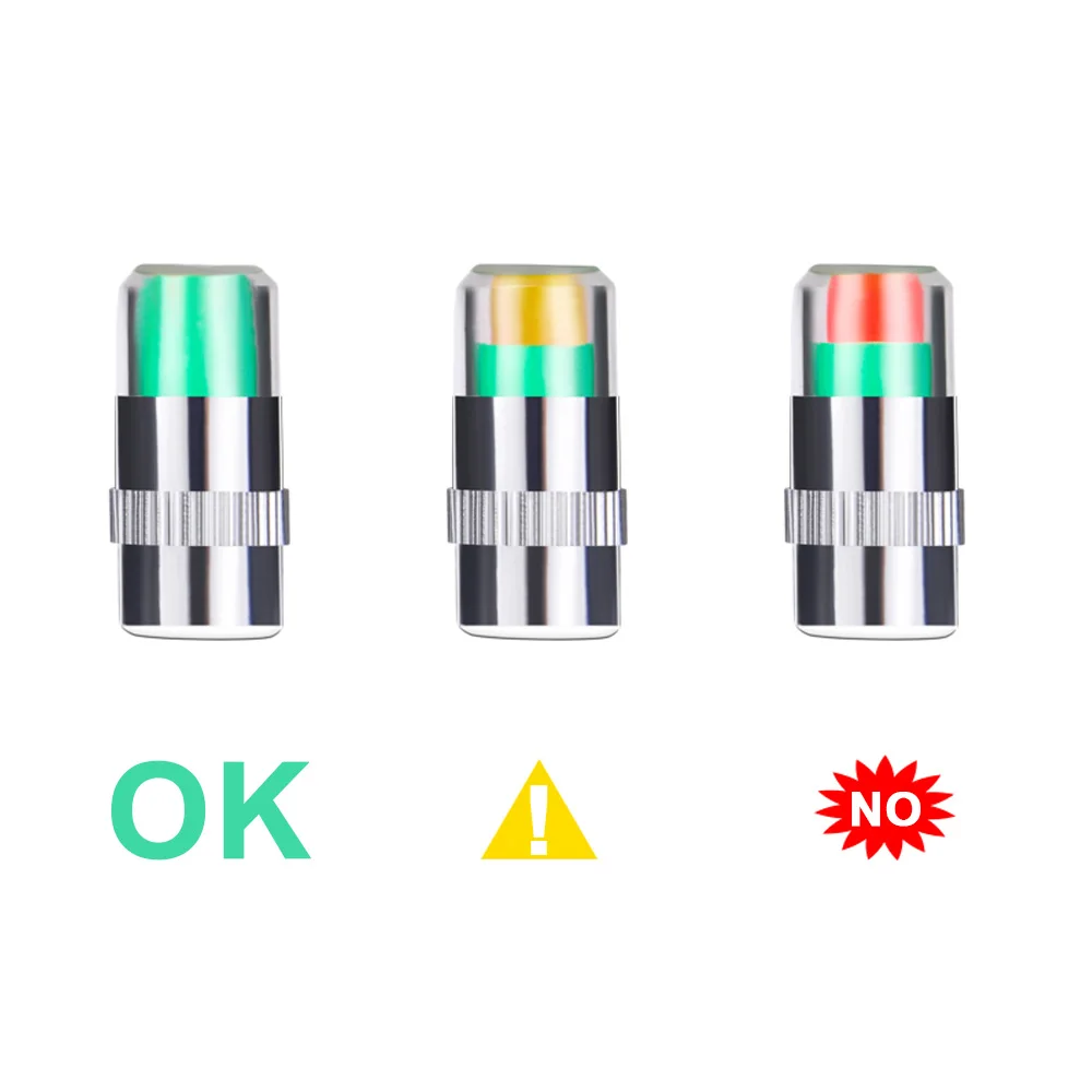 

4 PCS/Lot 2.4 Bar Car Auto Tire Pressure Monitor Valve Stem Caps Cover Sensor Indicator Alert