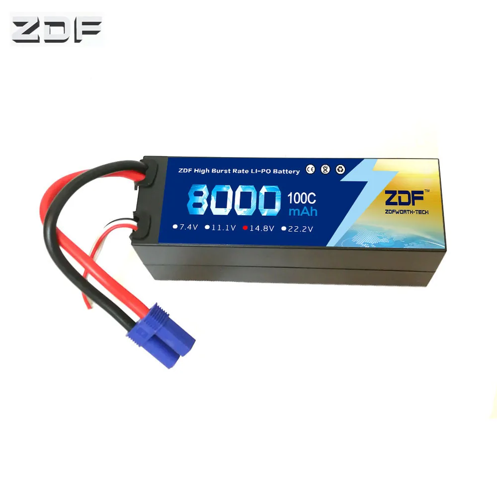 

ZDF 4S 14.8V 8000mah 100C max 200C Hard Case lipo battery with EC5 XT60 XT90 plug for RC car Airplane Truck