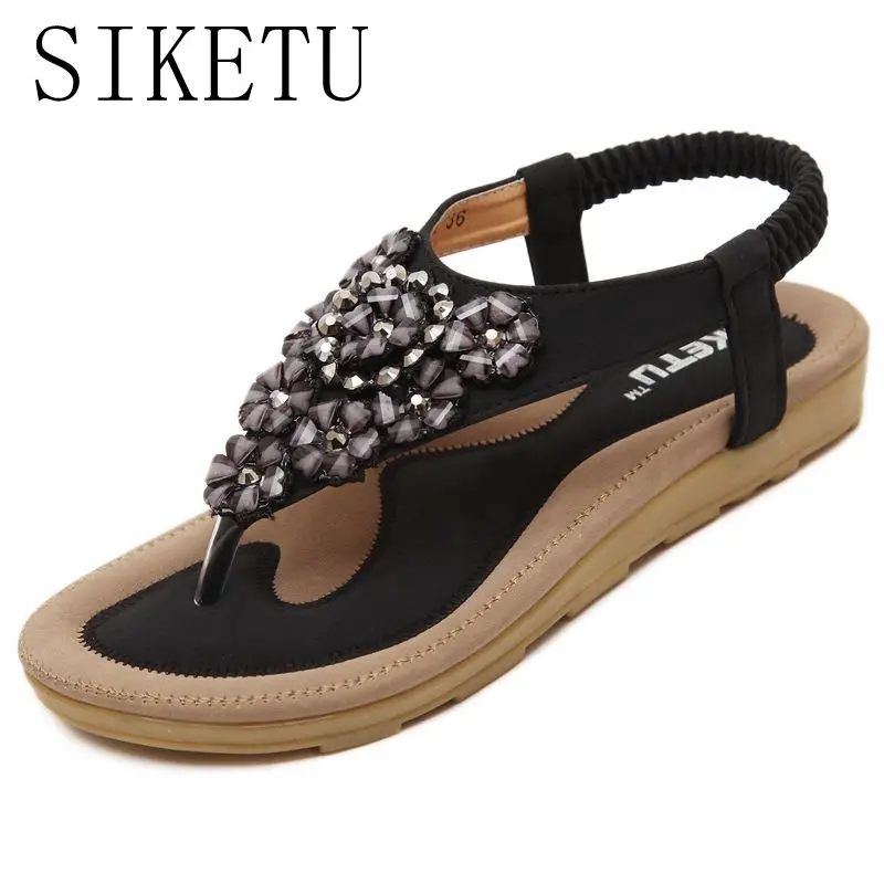 SIKETU Summer Sandals Women T strap Flip Flops Thong Sandals Designer
