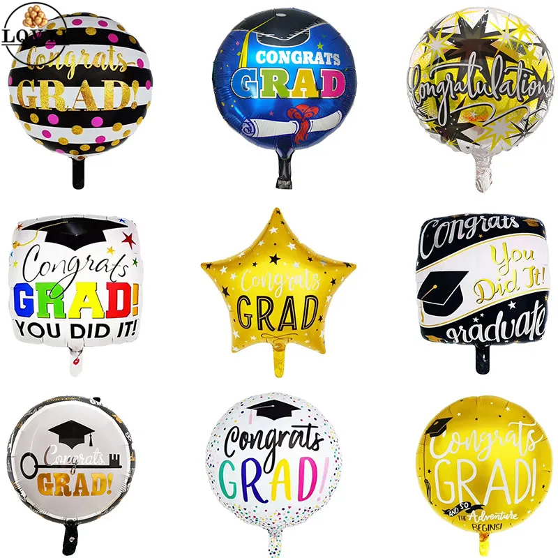 

10Pcs 18inch College Graduation Ceremony GRAD Foil Balloons Congratulation Graduation Student Shaped Helium Party Balloon