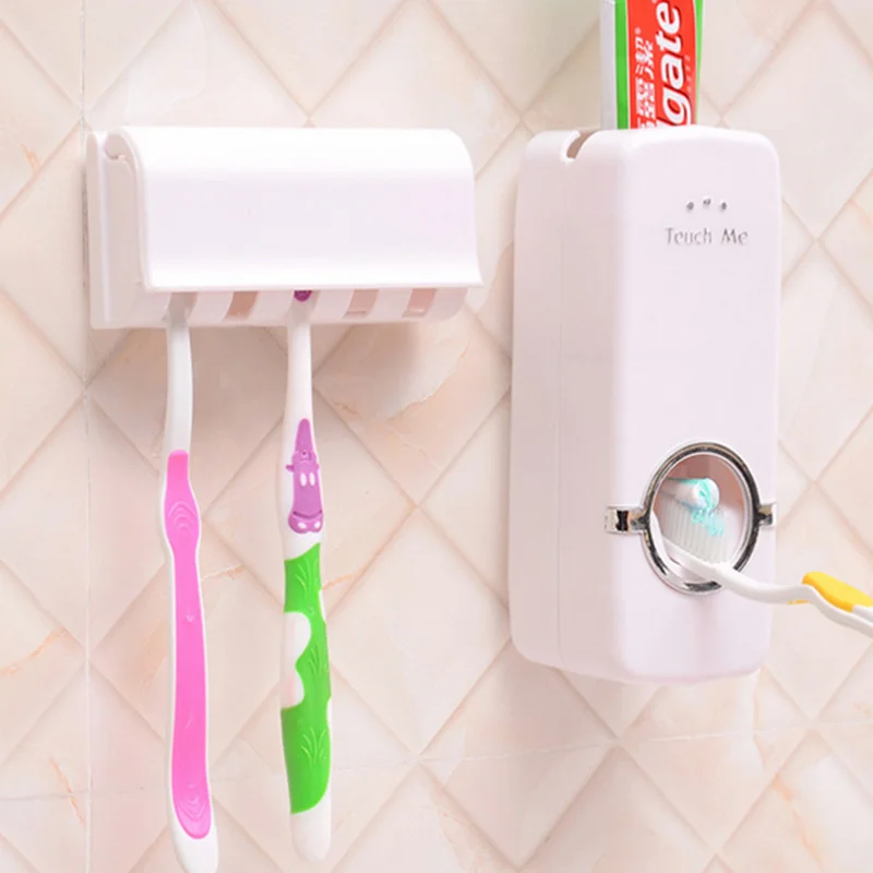 DIY dustproof Automatic squeeze toothpaste Dispenser with 5 Toothbrush