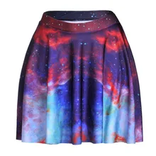Горячая Высокое качество юбки плюс размер сексуальные женские летние блестящие звездное небо юбки 3D цифровые юбки с принтом