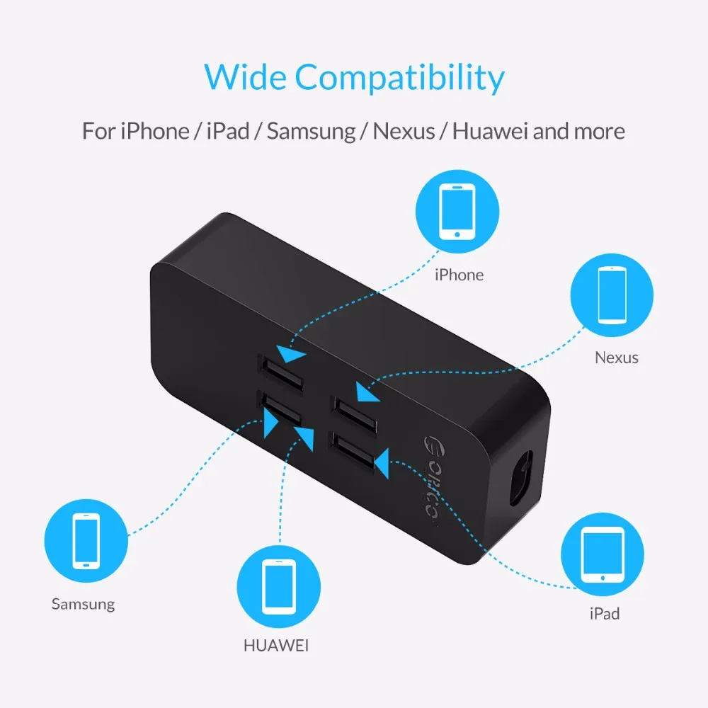 ORICO 4 порта USB зарядное устройство Мини Смарт быстрое зарядное устройство Макс выход 20 Вт настольное зарядное устройство для iPhone Xiaomi huawei