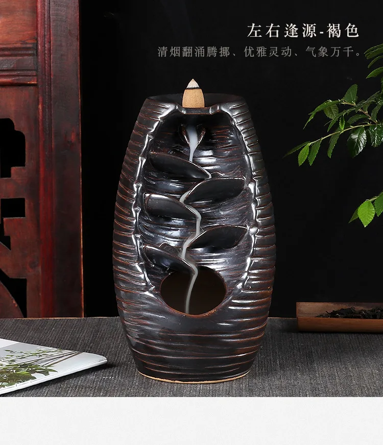 Backflow Ceramic Incense Burnerd Smoke Water Fall Down Mountain Handicraft Incense Censer Holder Home Decoration