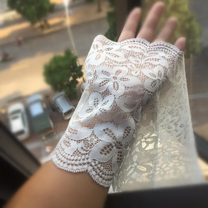 

4M/lot 19cm wide white embroidery flowers thick stretch lace women's skirt home curtain accessories AC413