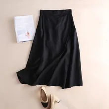 ^#Cheap Female 100% Linen Solid Mid-calf Skirts New Spring Summer Casual Literature A Line Natural Elastic Waist Mori Saia Quality Skirt ^#Cheap Female 100% Linen Solid Mid-calf Skirts New Spring Summer Casual Literature A Line Natural Elastic Waist Mori Saia Quality Skirt